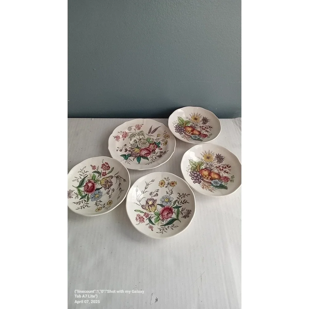 Royal Horticultural Society Plates Set Floral Fruit Decorative Dishes‎